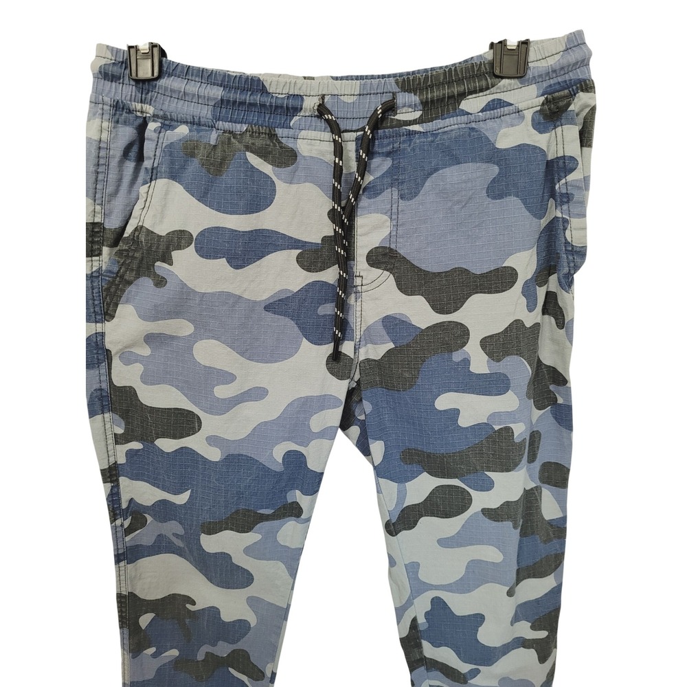 WT02 Jogger Pants Mens M Blue Camo Ripstop Elastic Waist Streetwear Casual